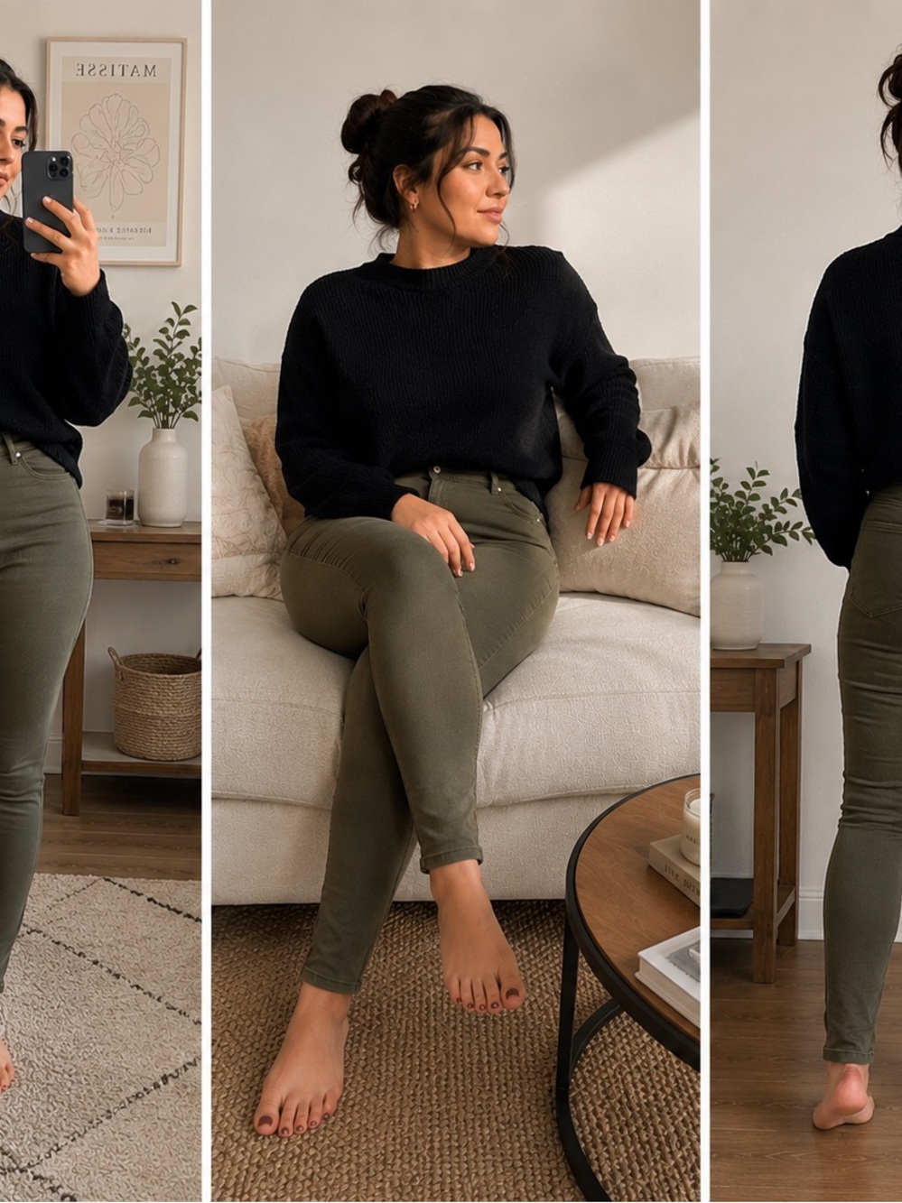 George Olive Green High-Waist Skinny Jeans